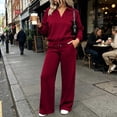 thumbnail image 2 of Lmueinov Plus Size Women's 2 Piece Collared V-Neck Sweatshirt Straight Leg Sweatpants for Women Trendy Soft Lounge Set with Pockets Workout Set, 2 of 6