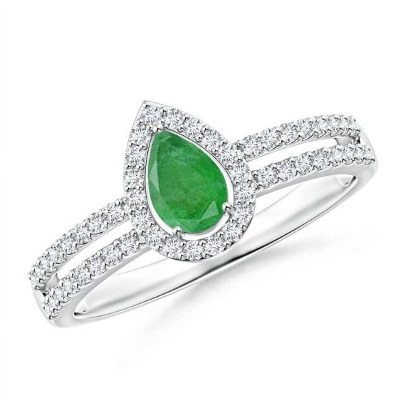 Pear Shape Green Emerald CZ Diamond Cocktail Band Ring Women 925 Sterling Silver May Birthstone Valentine Day Birthday Gift Gemstone Jewelry