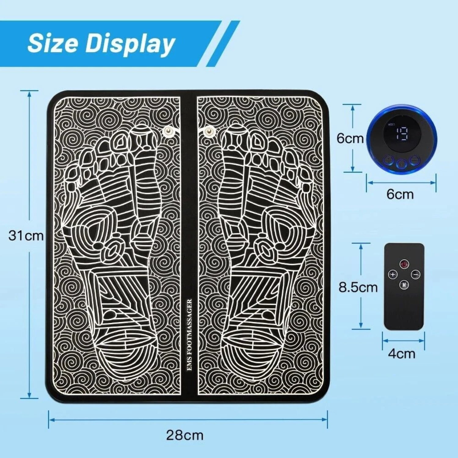 FFORCE Electric Muscle Stimulator Electric Foot Massager Pad Massage Mat Relief Pain with 16 Modes Heat for Foot Leg Back Relaxation