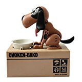 Choken Puppy Hungry Eating Dog Coin Bank Money Saving Box Piggy Bank Present HQ 