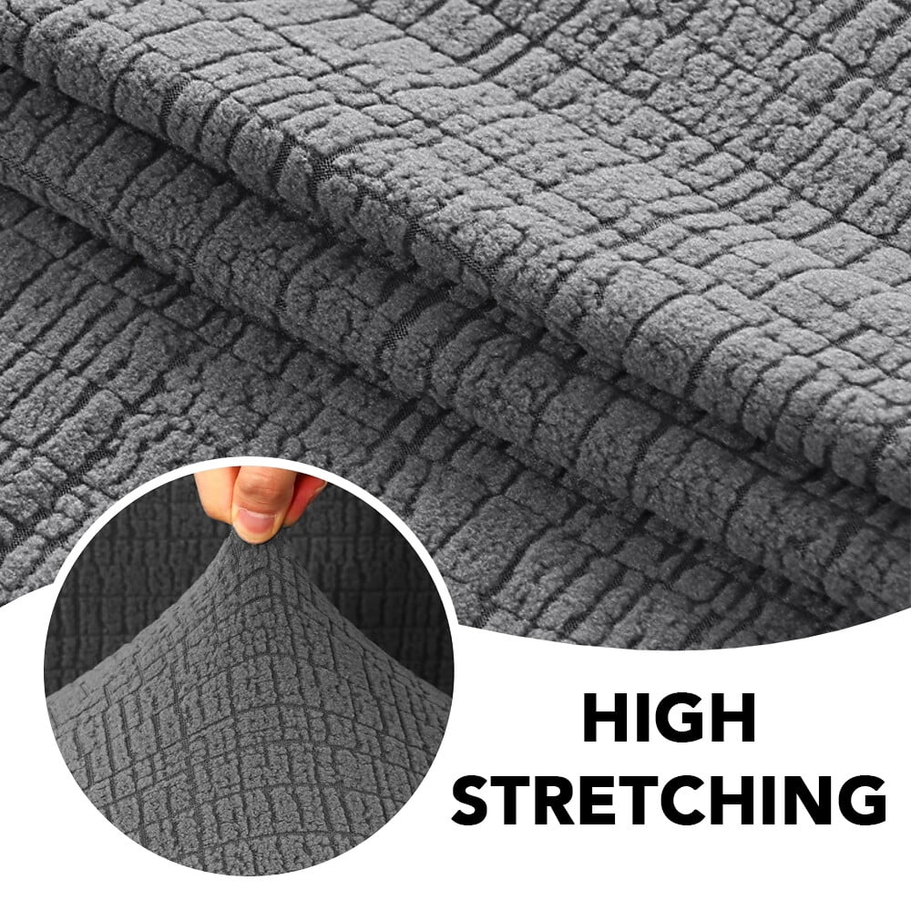 H.VERSAILTEX Premium Jacquard Stretch Sofa Cover with Waterproof Seat & Elastic Bottom Protection for Kids,Pets 1-Piece Furniture Protector Slipcover(Loveseat,Grey)