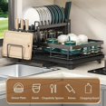 thumbnail image 2 of 2-Tier Heavy-Duty Dish Rack - Compact Countertop Organizer | With Drainboard, Utensil Holder & Cutting Board Storage | Sturdy Carbon Steel for Small Kitchens, 2 of 8