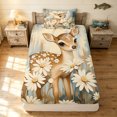 thumbnail image 5 of Manfei Rustic Elk Twin Sheets, Printing Groovy Floral Bedding, Tan Blue, 3-Piece, 1 Flat Sheet, 1 Fitted Sheet and 1 Pillowcase, 5 of 6