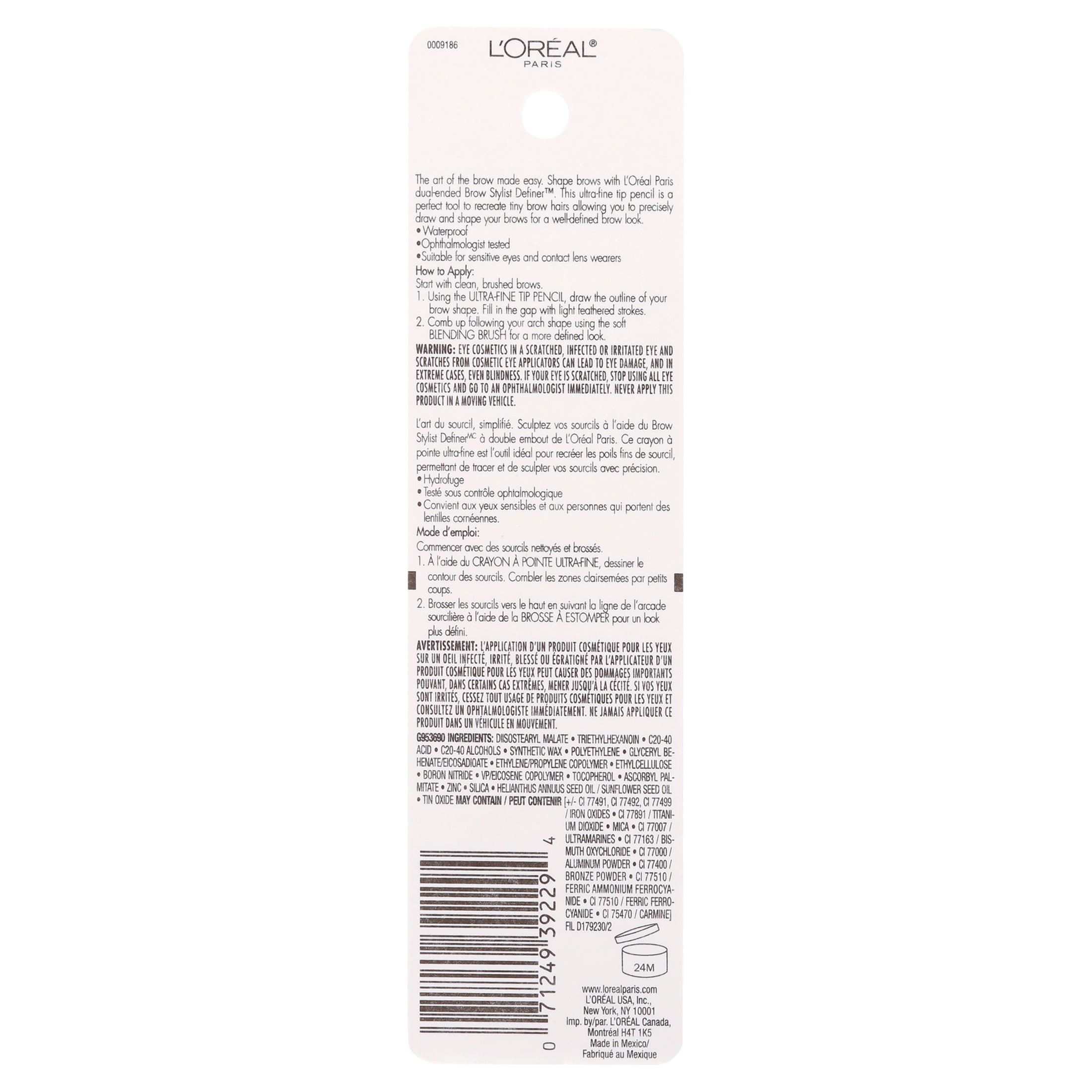 (2 pack) L'Oreal Paris Brow Stylist Definer Waterproof Mechanical Eyebrow Pencil, Light Blonde