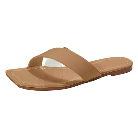 

PEASKJP Sandals for Women Dressy Women’s Flat Sandals Soft Straps Slip-on Open Toe Light Weight Elastic Slingback Comfort Casual Walking Sandals (Beige 8.5)