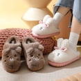 thumbnail image 4 of 2024 nuevos zapatos de algodón con pajarita de conejo y oso, zapatos de felpa todo incluido para otoño e invierno, zapatos cálidos de suela suave para el hogar, 4 of 5