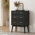 thumbnail image 2 of GDF Studio Wilbur Mid Century Modern Wooden 3 Drawer Chest, Black, 2 of 8