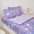 thumbnail image 6 of ZRNBAST Zipper Kids Comforter Set, 3-Piece Purple Twin Bed in a Bag, Cartoon Rainbow Stars Flowers Printed Zip Up Comforter Set for Girls, All in one Zipper Bedding(Purple,Twin), 6 of 11