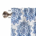 thumbnail image 5 of Blue Watercolor Kitchen Curtains Valance and Tier Set 3 Pieces,Geometric Floral Pattern Small Window Curtains Set, 36 Inches Length Rod Pocket Short Window Treatment Tiers For Bathroom Cafe, 5 of 7