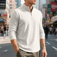 thumbnail image 2 of JGNGSHN Quarter Zip Pullover Men Casual Soft Waffle Mock Neck Sweatshirt Solid Color Polo Shirt Business Fall Winter Coats, 2 of 5