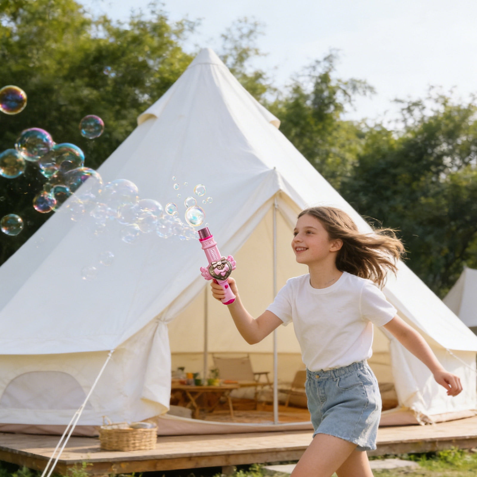 Bubble Sword Smoke Bubble Blower, LED Light Magic Style Bubble Machine with 50ML Bubble Solution and Rechargeable Set for Party Festival Events (Purple)