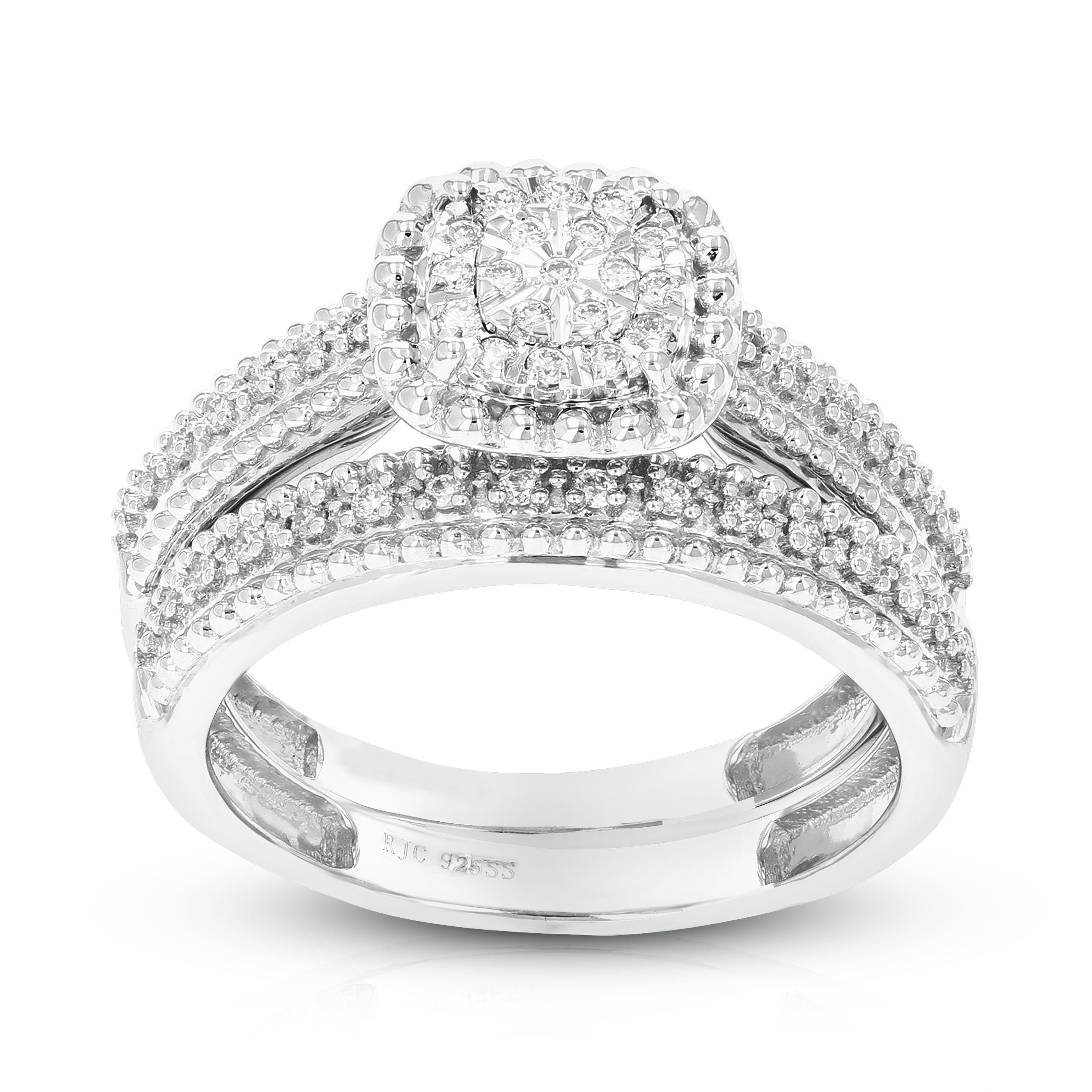 1/4 CTTW Wedding Engagement Ring Bridal Set, Round Lab Grown Diamond