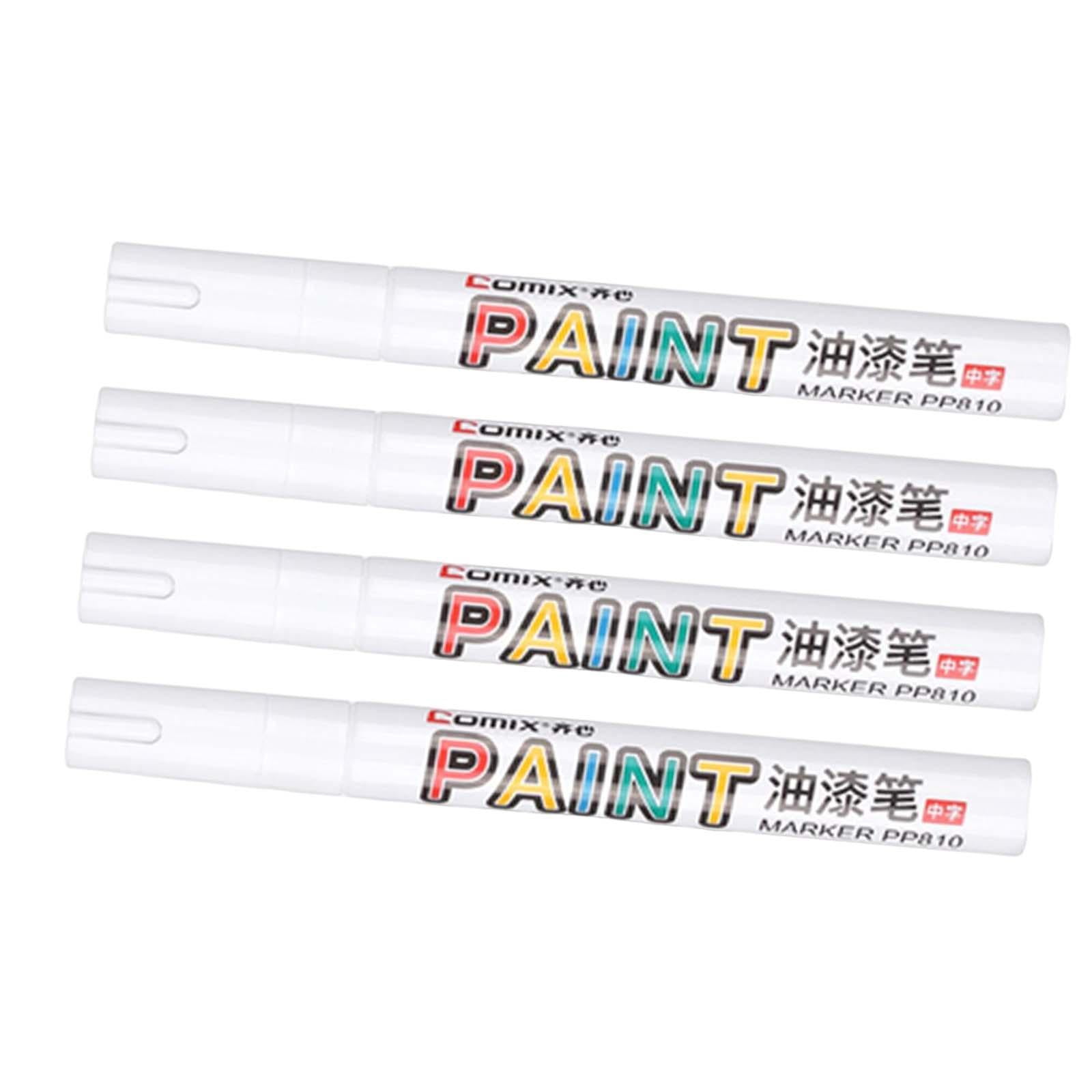 Permanent Paint Markers Pens, White Oil Based Paint Pens, Medium Tip, Quick Drying and Waterproof Marker Pen for Metal, Rock, Wood, Fabric,Mugs, Stone
