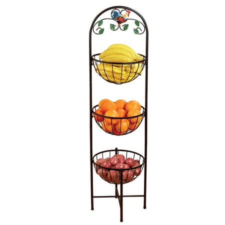 3-Tier Country Farmhouse Rooster Metal Storage Basket for Fruits ... 3-Tier Country Farmhouse Rooster Metal Storage Basket for Fruits ...