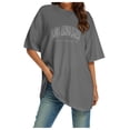 thumbnail image 3 of Hauaitttt Women's Oversized T Shirts V Neck Striped Tees Summer Half Sleeve Casual Comfy Cozy Tunic Tops Plus Size Workout Tees Womens Tops Short Sleeve Loose Fit Top Small Women Athletic Women, 3 of 4
