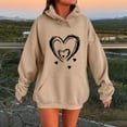 thumbnail image 2 of Olyvenn Women's Graphic Hoodies Heart Print Drawstring Long Sleeve Pocket Sweatshirt Fall Fashion Pullover Tops Khaki XL, 2 of 4