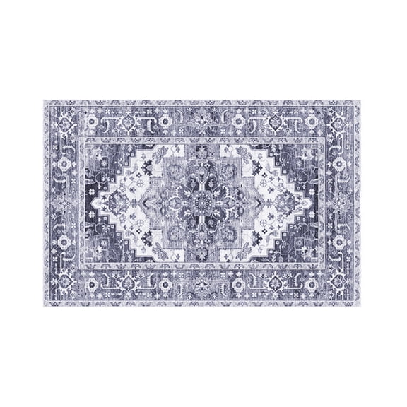 Mainstays Traditional Medallion Accent Scatter Mat, Blue and Light Grey, 30 in x 45 in, Machine Washable, for Hallway, Bedroom, Kitchen, Bathroom.