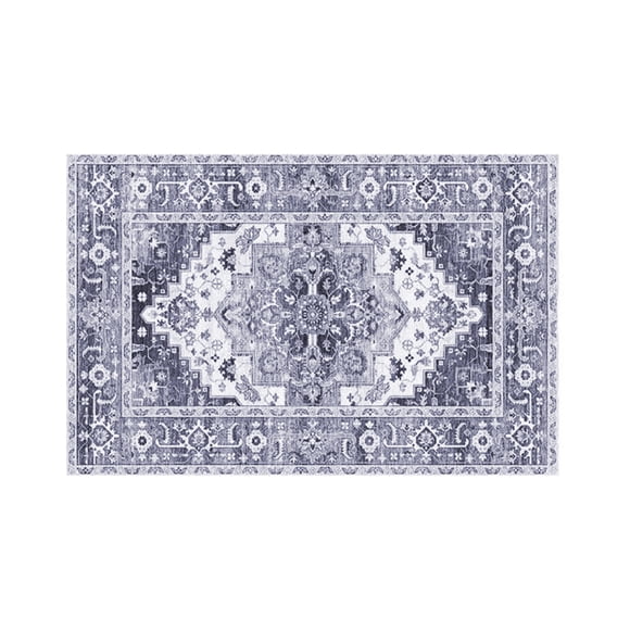 Mainstays Traditional Medallion Accent Scatter Mat, Blue and Light Grey, 30 in x 45 in, Machine Washable, for Hallway, Bedroom, Kitchen, Bathroom.