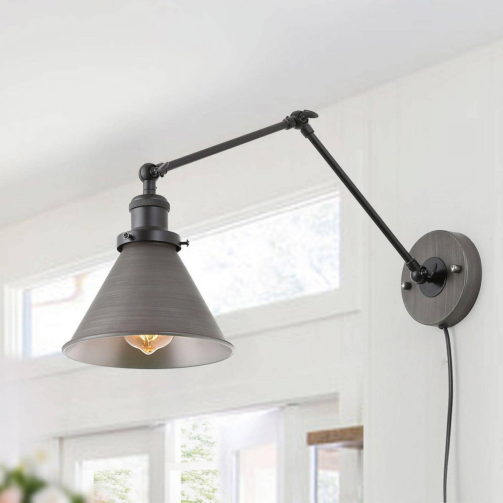 LNC 7.4-in W 1-Light Gray Modern LED Wall Sconce for Dressing Room, Powder Room