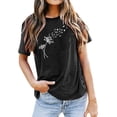 thumbnail image 1 of TSADFHJI Hauts Col en V pour Femmes Mode Décontractée Impression Mots Chemises Col Rond Manches Courtes Tee Tops Tunique Blouse TTG Noir, 1 of 5