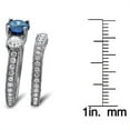 thumbnail image 4 of Bestselling Antique Blue Sapphire 2.25 Carat Round Shape Gemstone Moissanite Diamond Designer Wedding Ring Set in 10k White Gold, 4 of 4