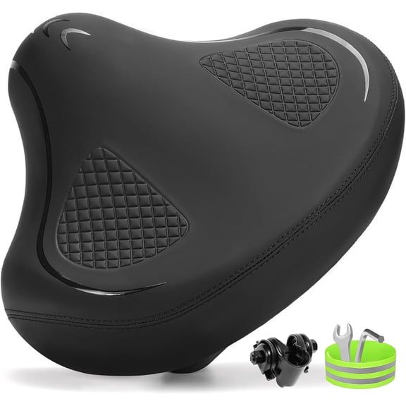 New Noseless Bike Seat for Men Women Comfort Wide, Large Soft Padded Bicycle Seat, Comfortable Replacement Bike Saddle for Peloton, Stationary Exercise Bike, MTB, Beach Cruiser, Ebike, City Bike
