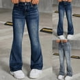 thumbnail image 4 of XZNPDUCQ Girl's Elastic Waist Flap Pocket Cargo Pants Streetwear Trousers with Pocket Baggy Denim Cargo Casual Jeans,5-6 Years, 4 of 8