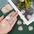thumbnail image 5 of 40Pcs 2 Style Tropical Leaf Charms Hollow Filigree Leaf Charms Gold Plated Leaves Pendant Etched Metal Charm Bulk Brass Leaf Crafts Pendant, 5 of 9