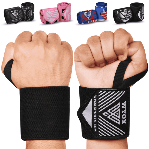WYOX 12" Weightlifting Wrist Wraps for Men & Women – Professional Wrist Support with Heavy Duty Thumb Loop, Best for Powerlifting, Bodybuilding, Strength Training & Gym Workouts