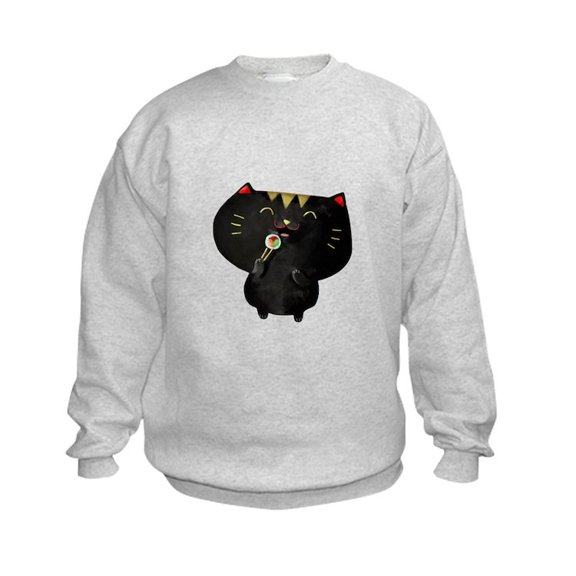 CafePress - Black Sushi Cat Sweatshirt - Kids Sweatshirt, Youth Crew Neck Sweatshirt