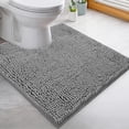thumbnail image 1 of Alfombra de baño Luxurux en forma de U de microfibra de chenilla gris claro, 1 of 8