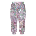 thumbnail image 4 of DeHolifer Capris Pants for Women Elastic Waist Floral Print Straight Leg Cropped Pants Summer Casual Trousers Pink M, 4 of 5