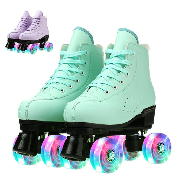 Women Roller Skates Classic Pure Color Quad Skates Cozy PU Leather