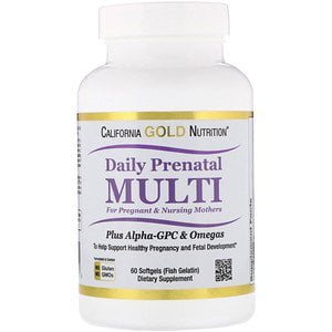 California Gold Nutrition, Prenatal Multi for Pregnant & Nursing Mothers, 60 Fish Gelatin Softgels (Pack of