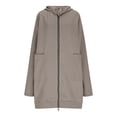 thumbnail image 6 of DHFJKG Womens Zip Up Long Hoodies Solid Color Mid-Length Hooded Jacket With Pockets Winter Leisure Coat, 6 of 6