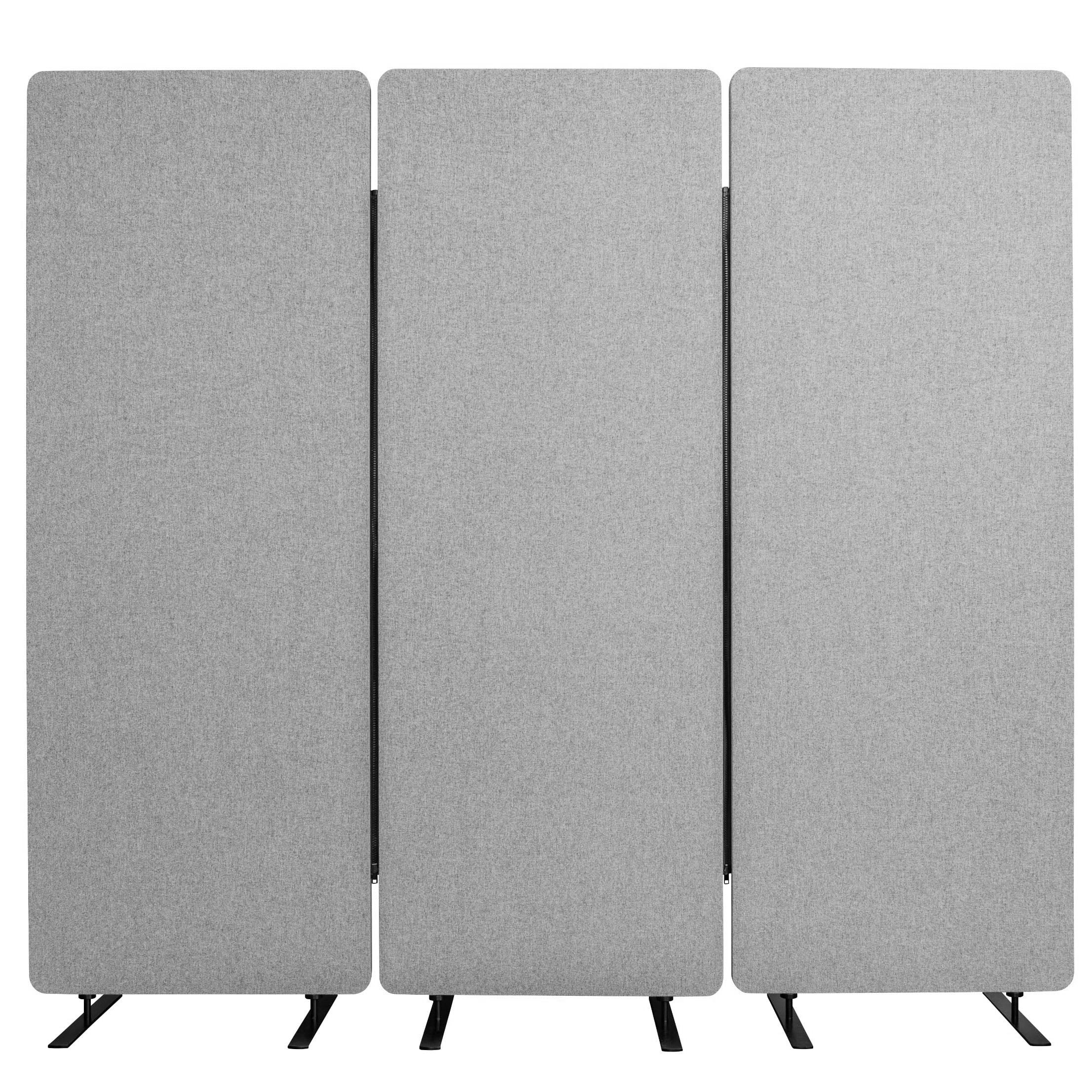 Stand Up Desk Store ReFocus Freestanding Noise Reducing Acoustic Room Wall Divider Office Partition (Cool Grey, 72"  x 66" , Zippered 3-Pack)