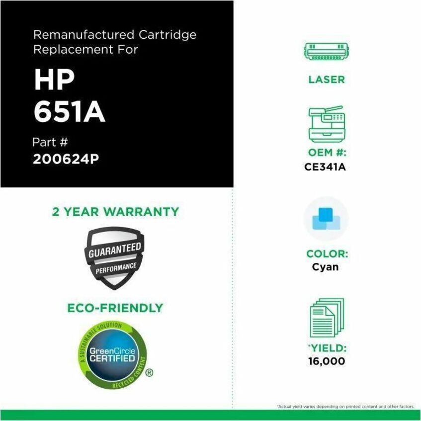 Clover Imaging Remanufactured Cyan Toner Cartridge for CE341A ( 651A)