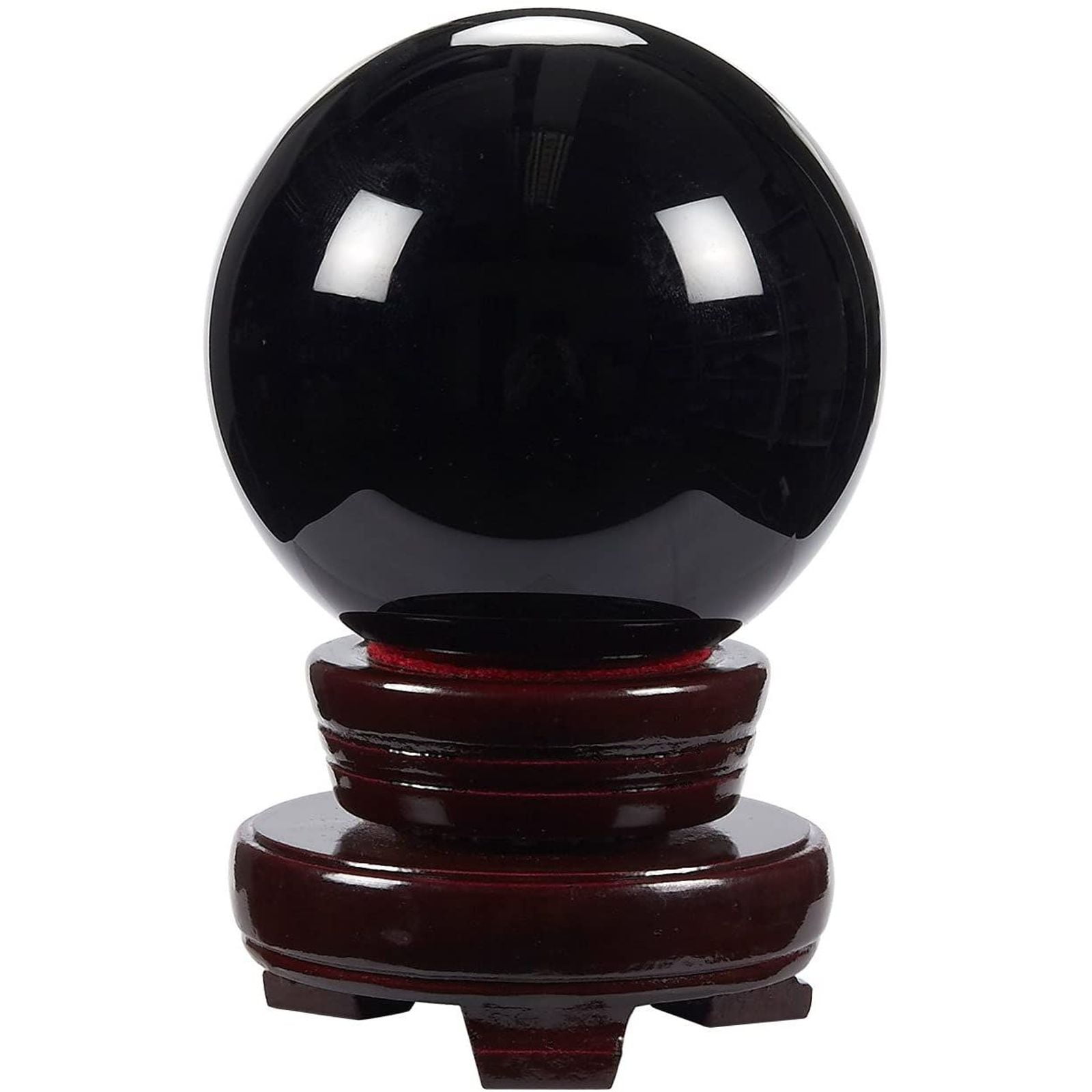 Natural Black Obsidian Rainbow Cat eye Sphere Crystal Ball Healing Stone 80mm 