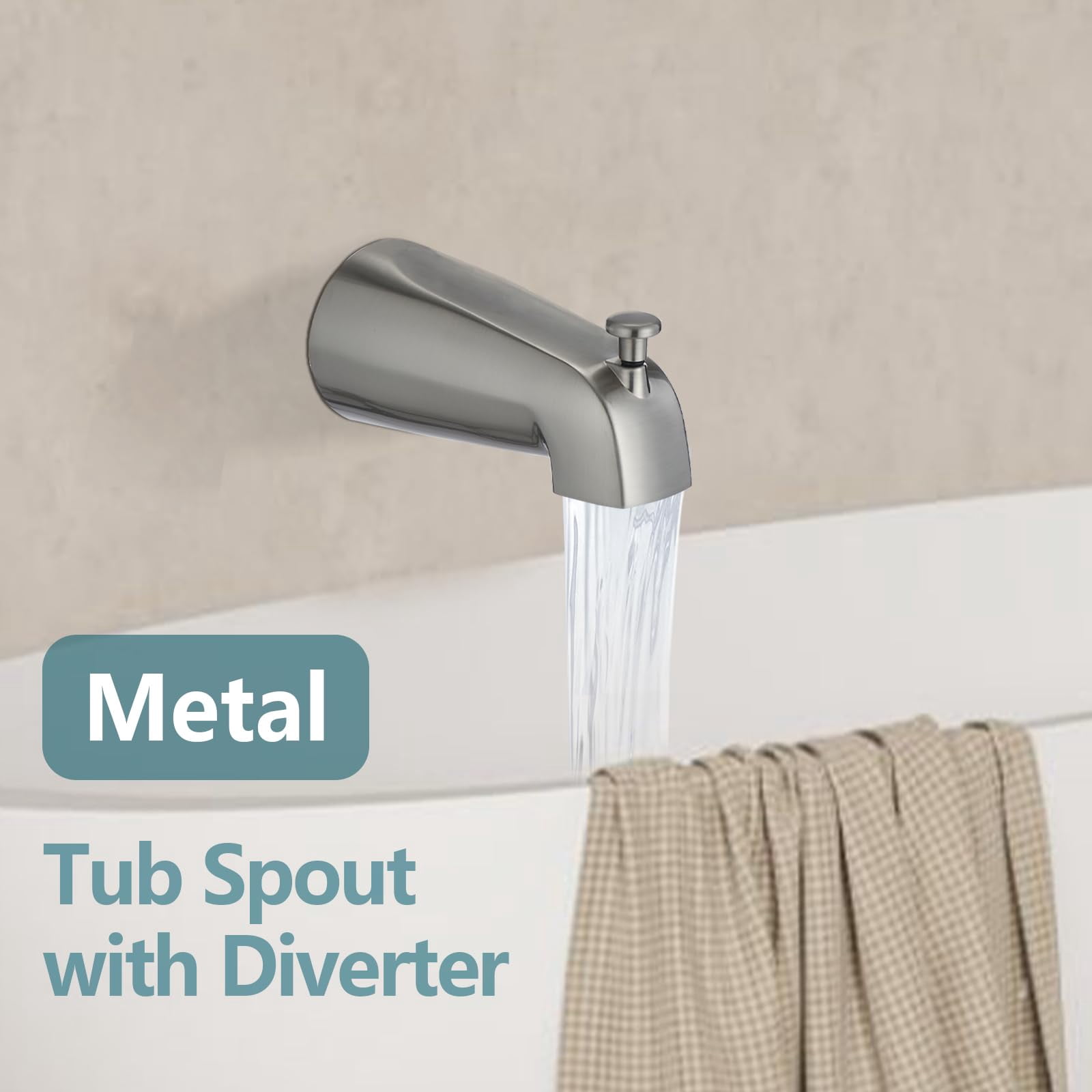 Replacement 8" Rain Shower Faucet Tub Trim Kit for Delta 13/14 Series, High Pressure Square Rain Shower Head& Handle Set System, Brushed Nickel (Valve& Catridge Not Inclued)