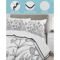 thumbnail image 4 of Grey Flowers Full Size Down Alternative Comforter, Lightweight Comforter Quilt Bedding Set with Pillow Shams Garden Botanical Leaf Watercolor White All Seasons Bed Comforter Duvet Insert 78"x90", 4 of 7