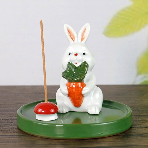 Mini Soporte para Quemador de Incienso Macarena Cerámica Conejo Rábano