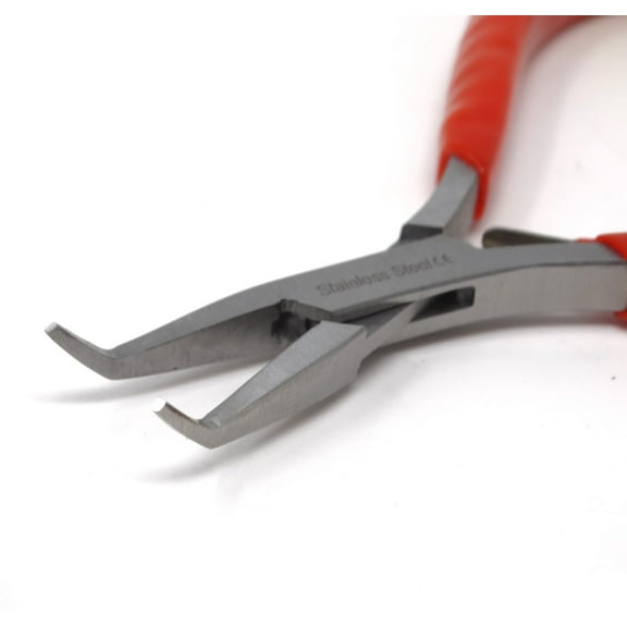 Jewelry Making Pliers Slim Bent Nose Professional Repair Stainless Steel Tool with Cushion Grip for Handmade DIY Craft
