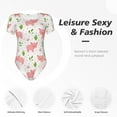 thumbnail image 6 of Daiia Funny Little Pigs print Women's Crew Neck Short Sleeve Bodysuit Fashion Tops Fit Casual Basic Extender Bodysuit-Large, 6 of 9