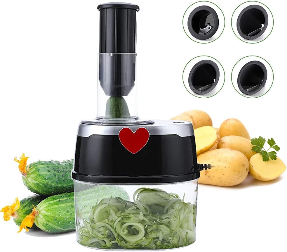 Oukaning Vegetable Slicer 2L Electric Vegetable Fruit Food Quick Cutter Chopper  Grater（Black） 