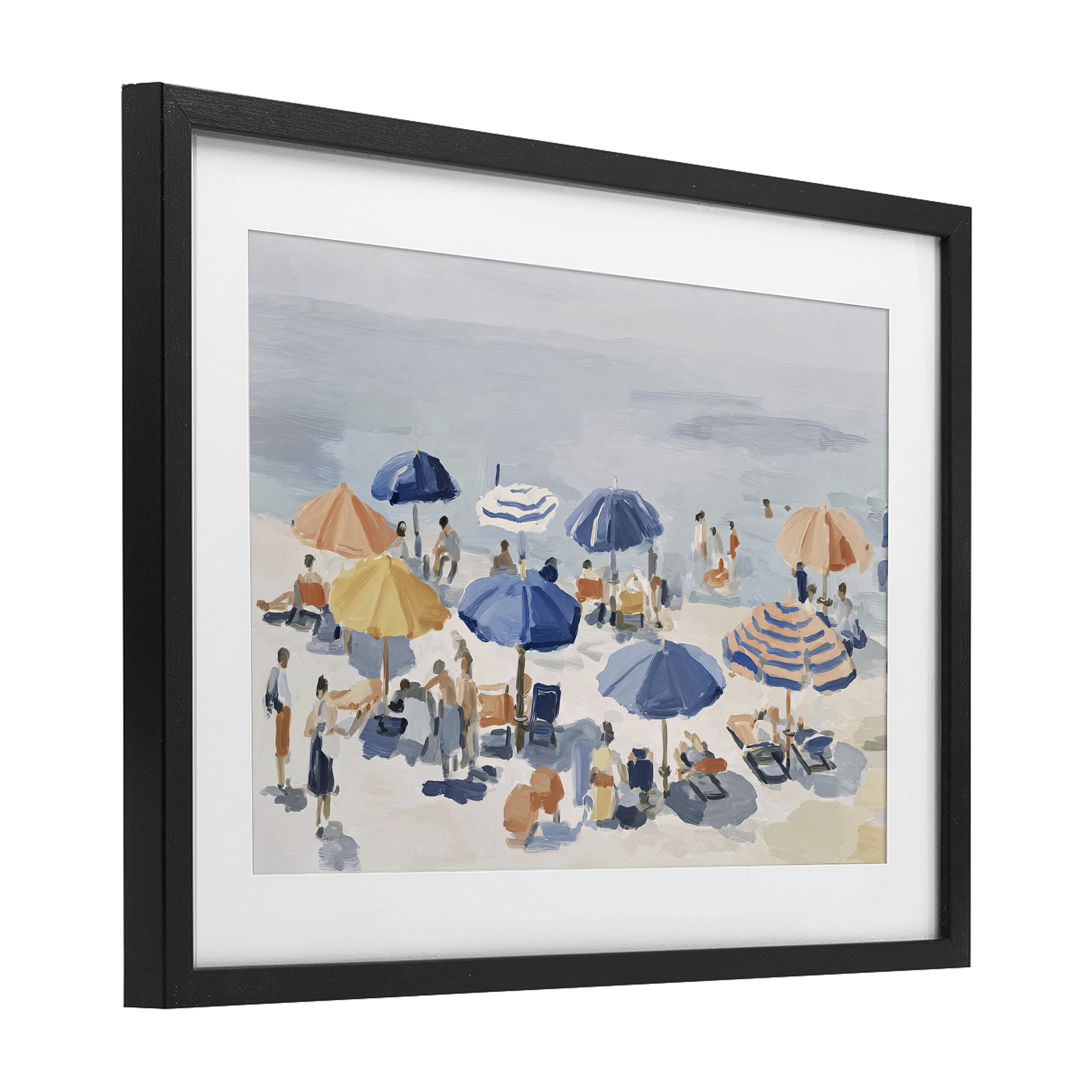 Stupell Industries Summer Fun Beach Crowd Black Framed Print Under Glass, design by Jacky Ngan