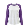 thumbnail image 5 of MaFYtyTPR Women Raglan Long Sleeve Crew Neck T-Shirt Color Block Loose Casual Basic Tee for Spring Fall Daily Wear Purple L, 5 of 6
