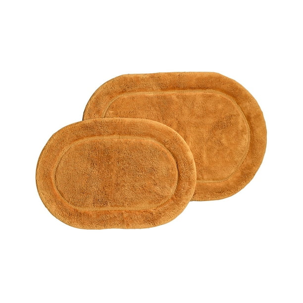 Oval 100 Combed Cotton NonSkid 2Piece Bath Rug Set Rust
