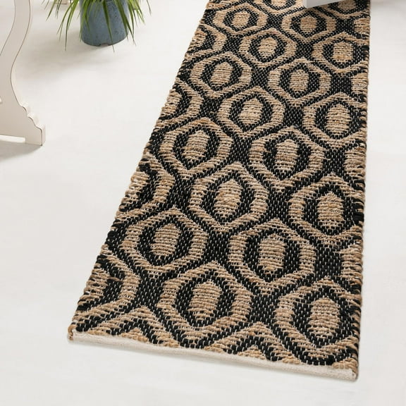 Unique Loom Chindi Jute Collection Area Rug (2' 2" x 6' 1" Runner Black/Navy Blue)