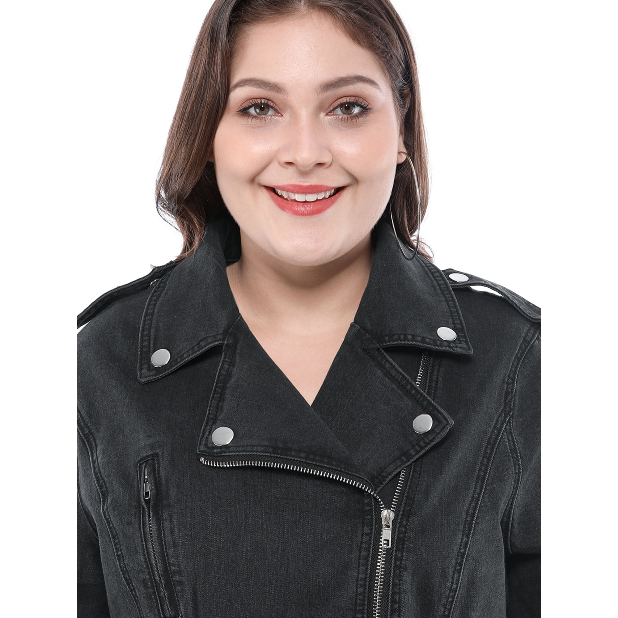 Women S Plus Size Convertible Collar Denim Biker Moto Jacket Black Women S Plus Size Convertible Collar Denim Biker Moto Jacket Black 2x Canada