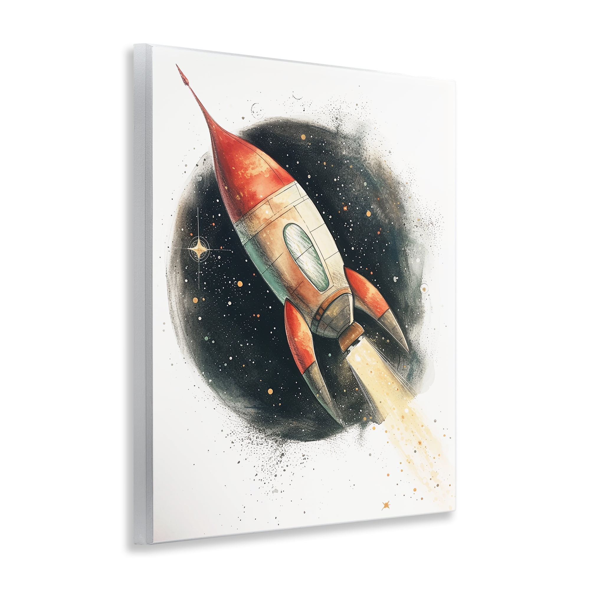 Stupell Industries Journey To Space Rocket Wall Plaque Art, design by Ray Powers